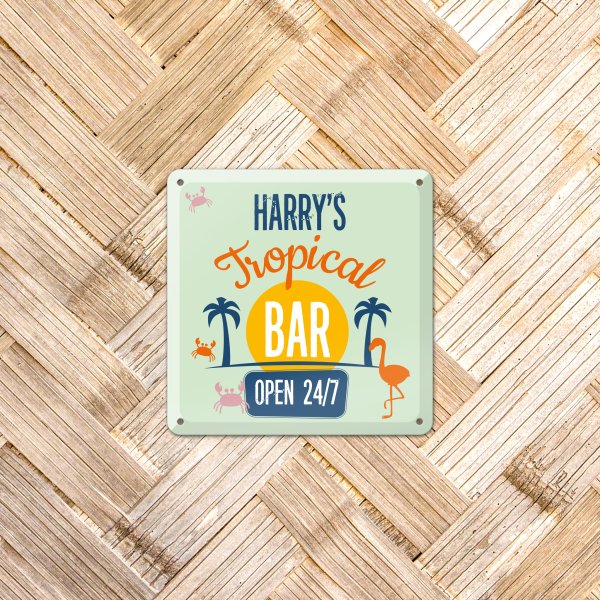 GOZI TIN - 009 Tropical Bar - 20x20